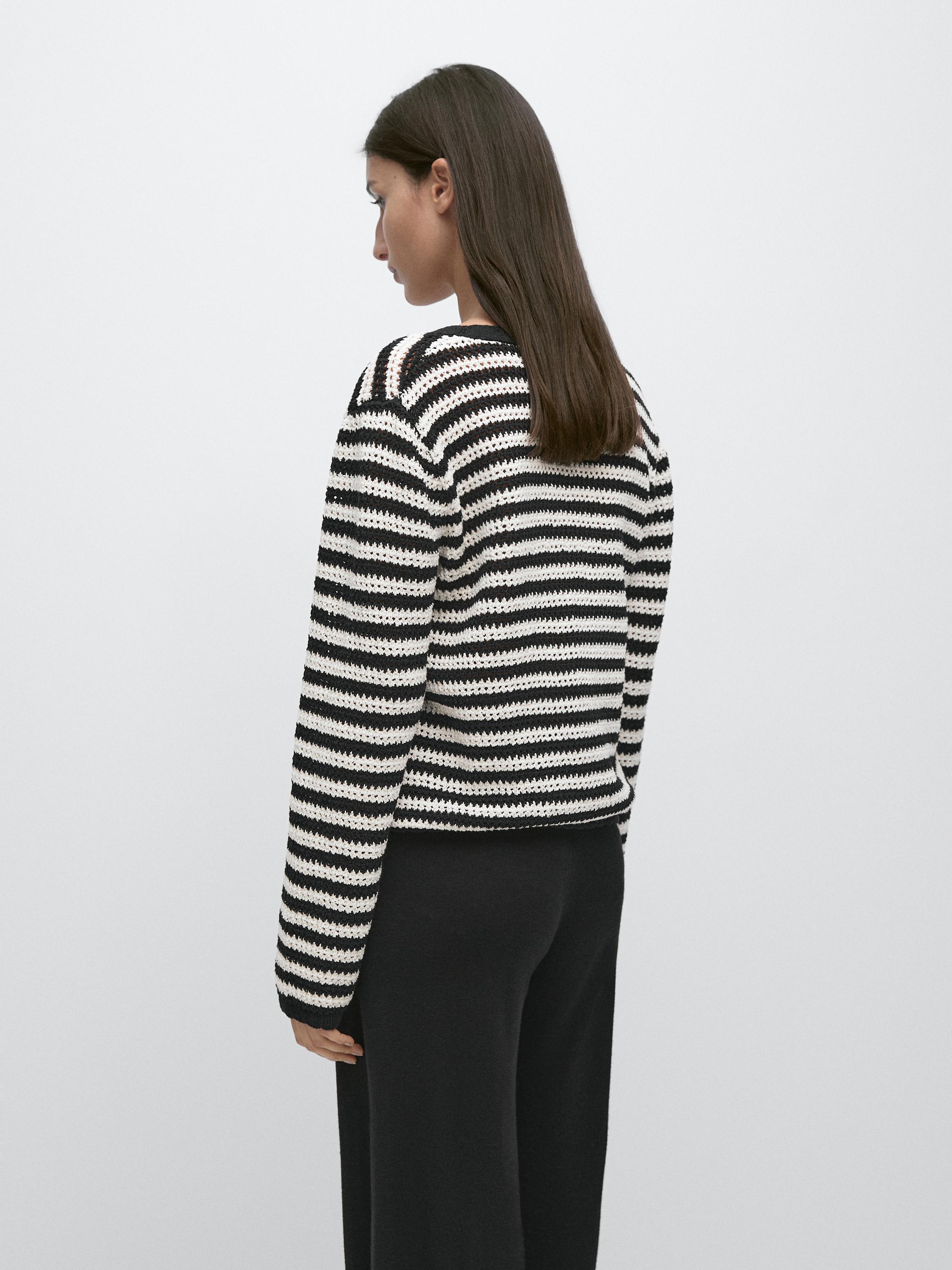 Cardigan en maille à rayures